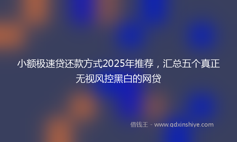 小额极速贷还款方式2025年推荐，汇总五个真正无视风控黑白的网贷