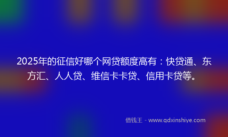 2025年的征信好哪个网贷额度高有：快贷通、东方汇、人人贷、维信卡卡贷、信用卡贷等。