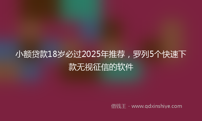 小额贷款18岁必过2025年推荐，罗列5个快速下款无视征信的软件
