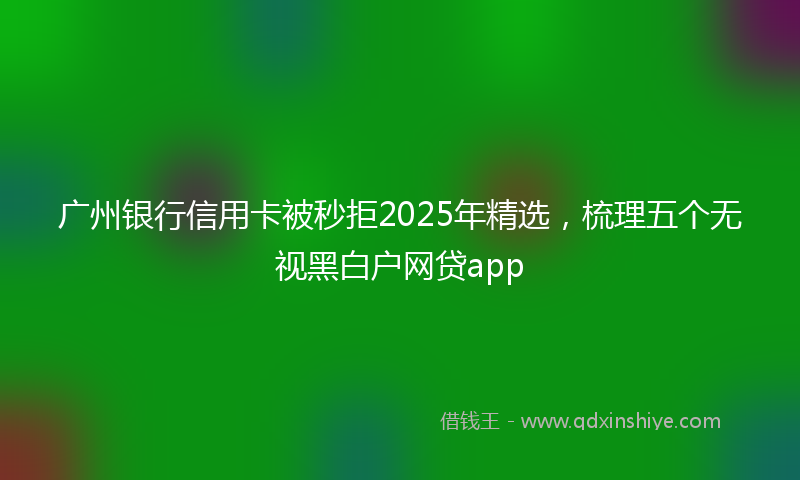广州银行信用卡被秒拒2025年精选，梳理五个无视黑白户网贷app