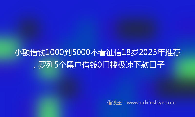 小额借钱1000到5000不看征信18岁2025年推荐，罗列5个黑户借钱0门槛极速下款口子