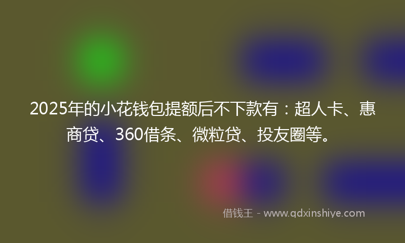 2025年的小花钱包提额后不下款有：超人卡、惠商贷、360借条、微粒贷、投友圈等。
