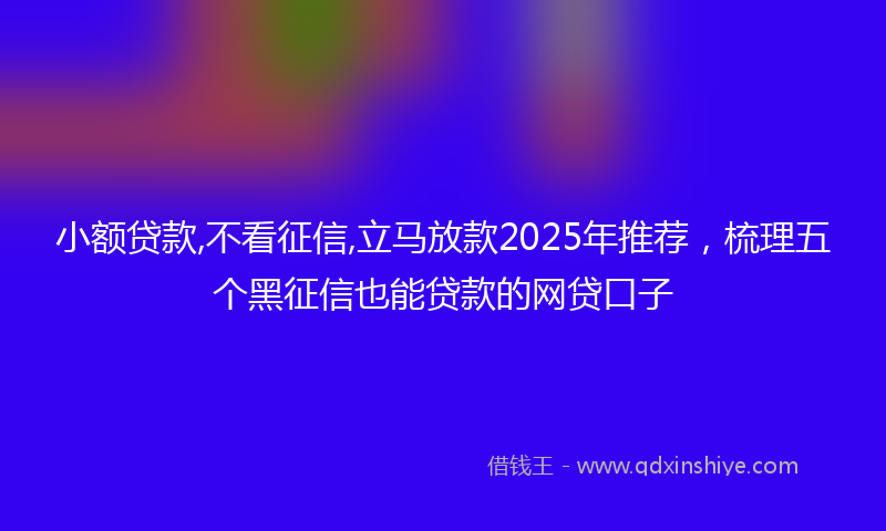 小额贷款,不看征信,立马放款2025年推荐，梳理五个黑征信也能贷款的网贷口子