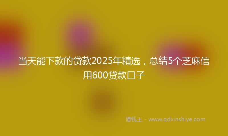 当天能下款的贷款2025年精选，总结5个芝麻信用600贷款口子