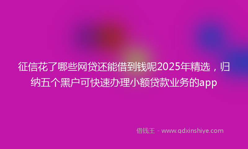 征信花了哪些网贷还能借到钱呢2025年精选，归纳五个黑户可快速办理小额贷款业务的app