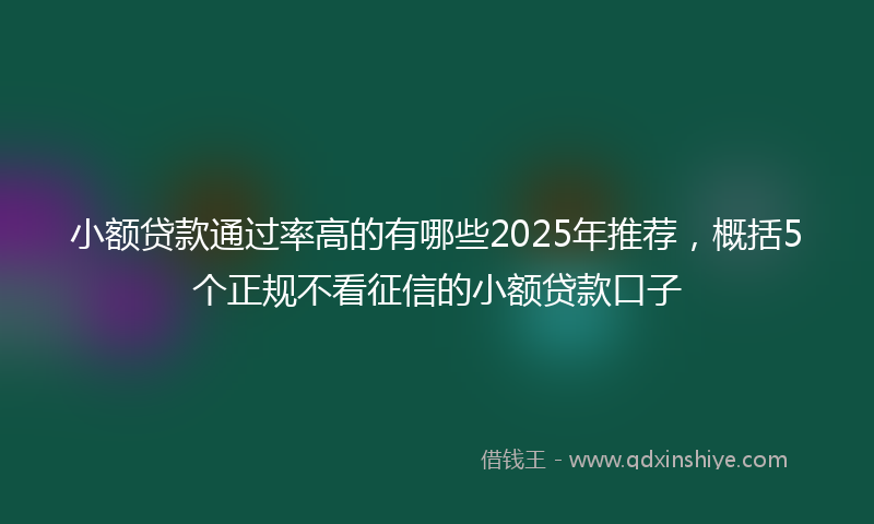 小额贷款通过率高的有哪些2025年推荐，概括5个正规不看征信的小额贷款口子