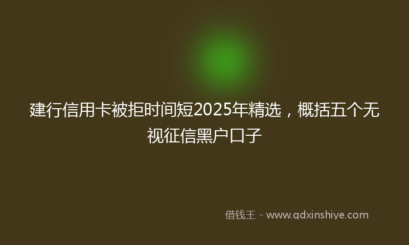 建行信用卡被拒时间短2025年精选，概括五个无视征信黑户口子