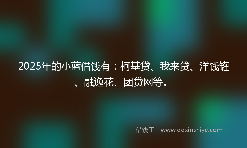 2025年的小蓝借钱有：柯基贷、我来贷、洋钱罐、融逸花、团贷网等。