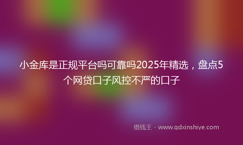 小金库是正规平台吗可靠吗2025年精选，盘点5个网贷口子风控不严的口子