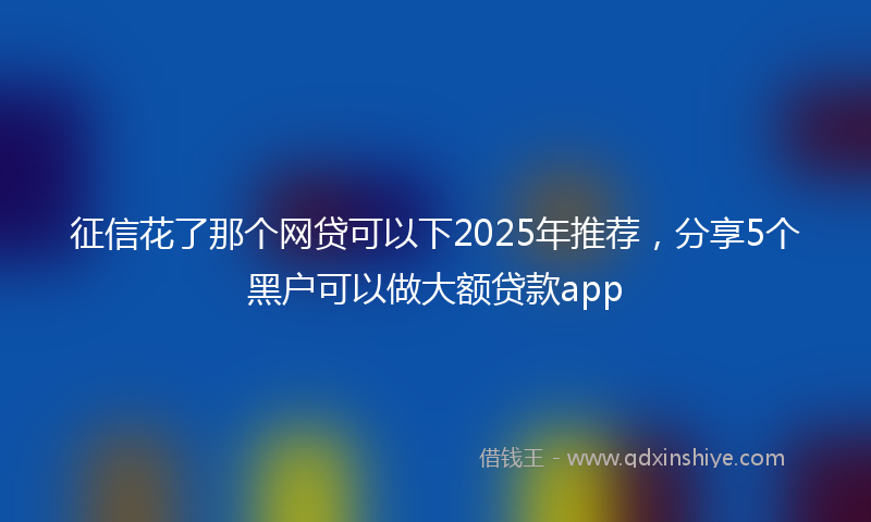 征信花了那个网贷可以下2025年推荐，分享5个黑户可以做大额贷款app