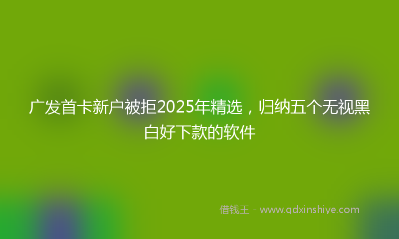 广发首卡新户被拒2025年精选，归纳五个无视黑白好下款的软件