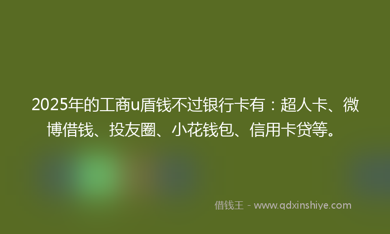 2025年的工商u盾钱不过银行卡有：超人卡、微博借钱、投友圈、小花钱包、信用卡贷等。