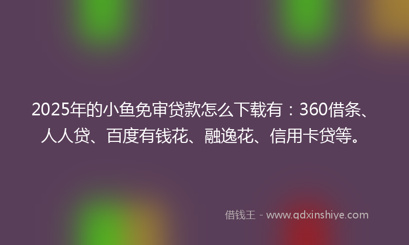 2025年的小鱼免审贷款怎么下载有：360借条、人人贷、百度有钱花、融逸花、信用卡贷等。
