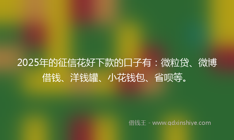 2025年的征信花好下款的口子有：微粒贷、微博借钱、洋钱罐、小花钱包、省呗等。