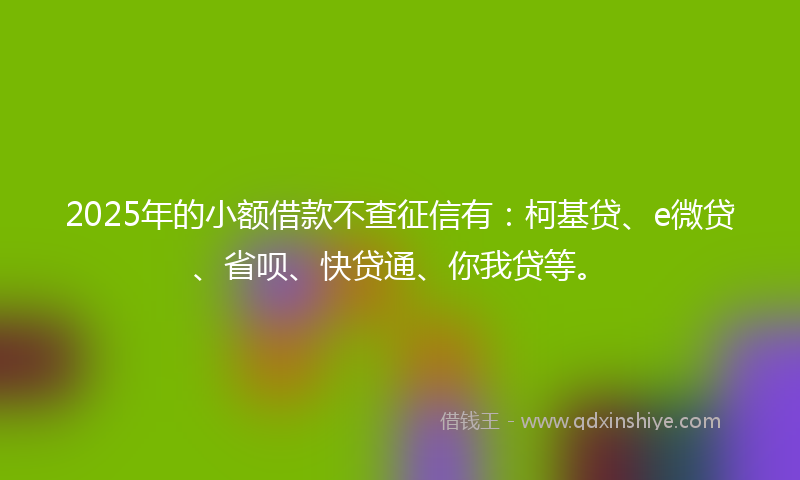 2025年的小额借款不查征信有：柯基贷、e微贷、省呗、快贷通、你我贷等。