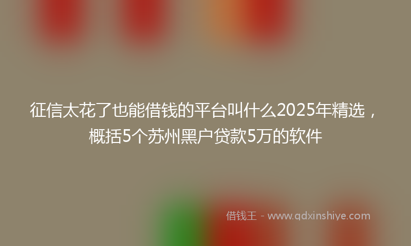 征信太花了也能借钱的平台叫什么2025年精选，概括5个苏州黑户贷款5万的软件