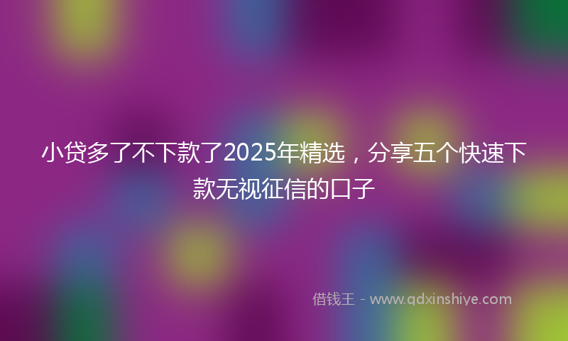 小贷多了不下款了2025年精选，分享五个快速下款无视征信的口子
