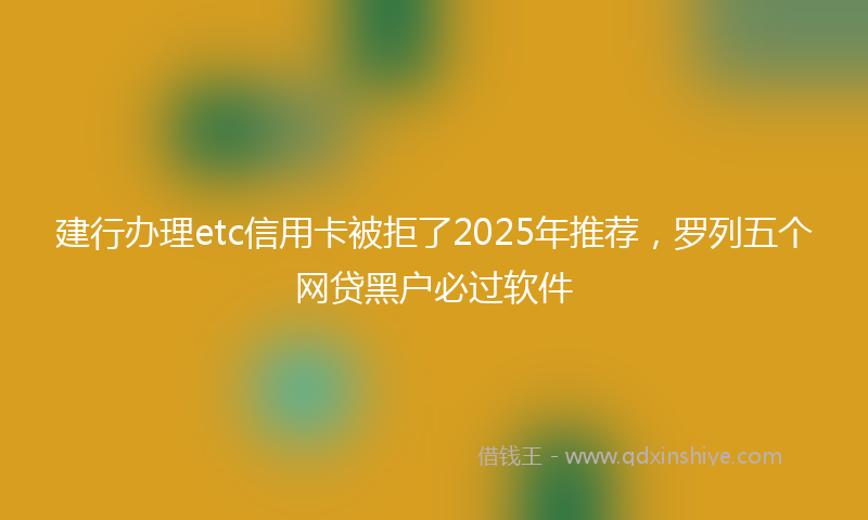 建行办理etc信用卡被拒了2025年推荐，罗列五个网贷黑户必过软件