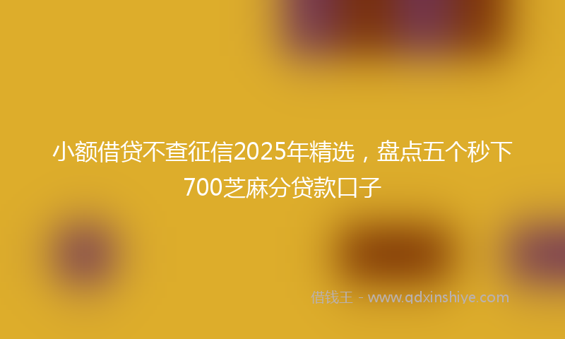 小额借贷不查征信2025年精选，盘点五个秒下700芝麻分贷款口子