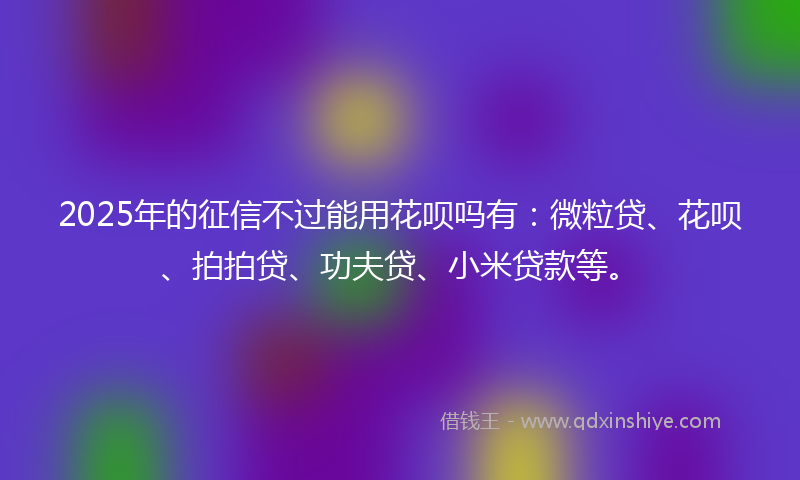 2025年的征信不过能用花呗吗有：微粒贷、花呗、拍拍贷、功夫贷、小米贷款等。