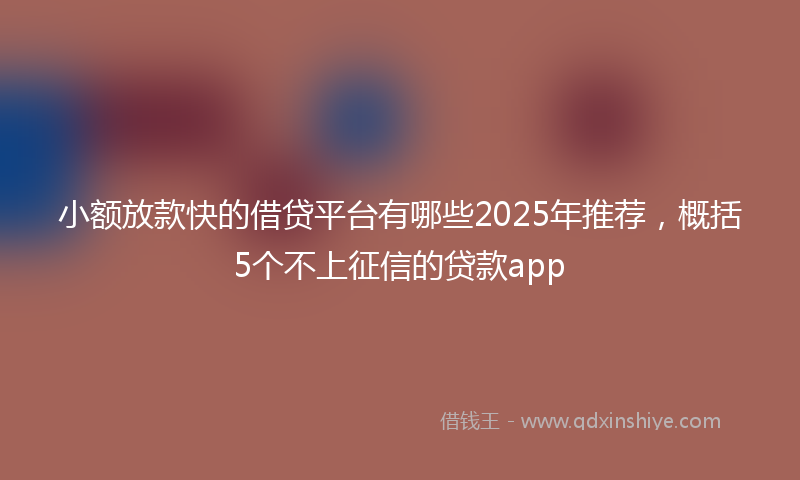 小额放款快的借贷平台有哪些2025年推荐，概括5个不上征信的贷款app