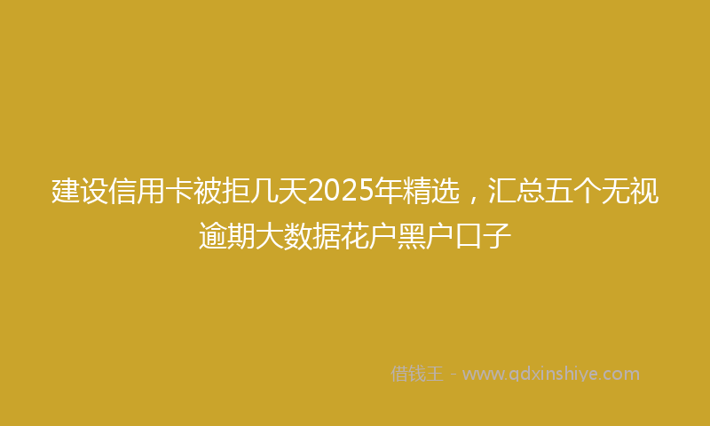 建设信用卡被拒几天2025年精选，汇总五个无视逾期大数据花户黑户口子