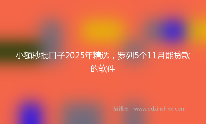 小额秒批口子2025年精选，罗列5个11月能贷款的软件