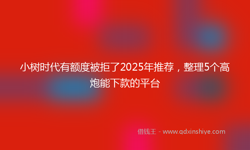 小树时代有额度被拒了2025年推荐，整理5个高炮能下款的平台