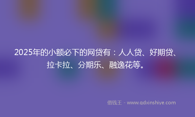 2025年的小额必下的网贷有：人人贷、好期贷、拉卡拉、分期乐、融逸花等。