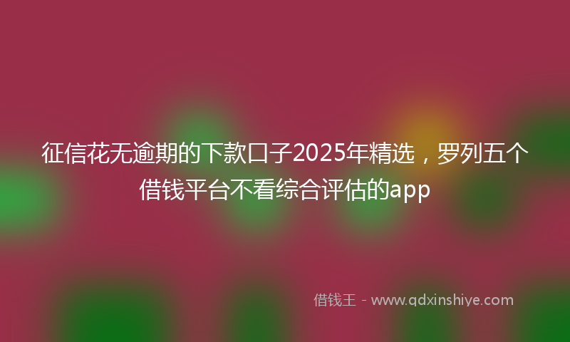 征信花无逾期的下款口子2025年精选，罗列五个借钱平台不看综合评估的app