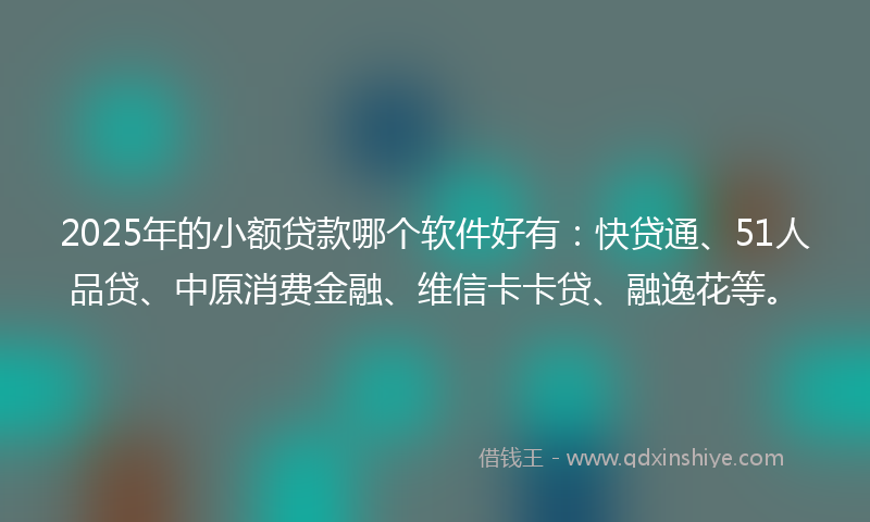 2025年的小额贷款哪个软件好有：快贷通、51人品贷、中原消费金融、维信卡卡贷、融逸花等。