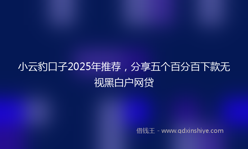 小云豹口子2025年推荐，分享五个百分百下款无视黑白户网贷