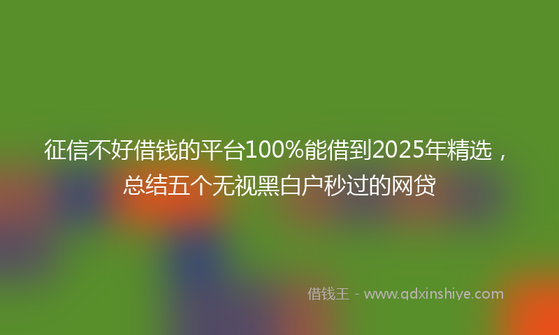 征信不好借钱的平台100%能借到2025年精选，总结五个无视黑白户秒过的网贷
