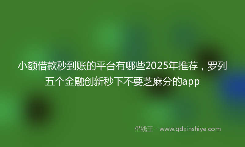 小额借款秒到账的平台有哪些2025年推荐，罗列五个金融创新秒下不要芝麻分的app