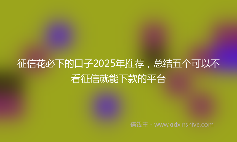 征信花必下的口子2025年推荐，总结五个可以不看征信就能下款的平台