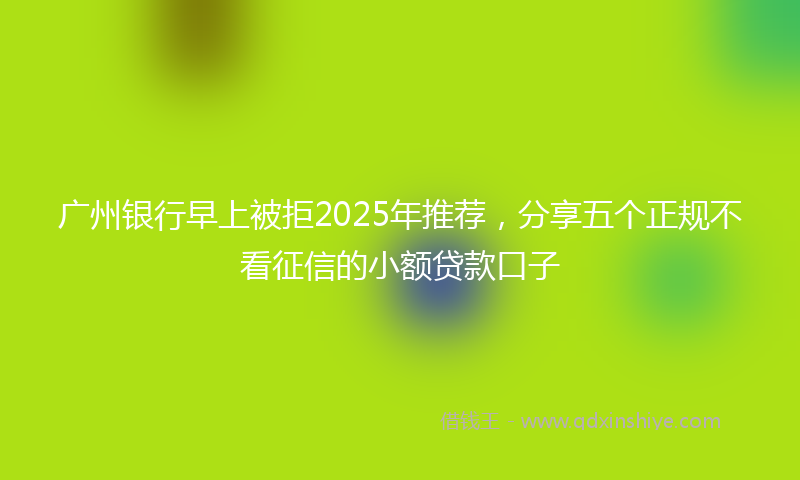 广州银行早上被拒2025年推荐，分享五个正规不看征信的小额贷款口子
