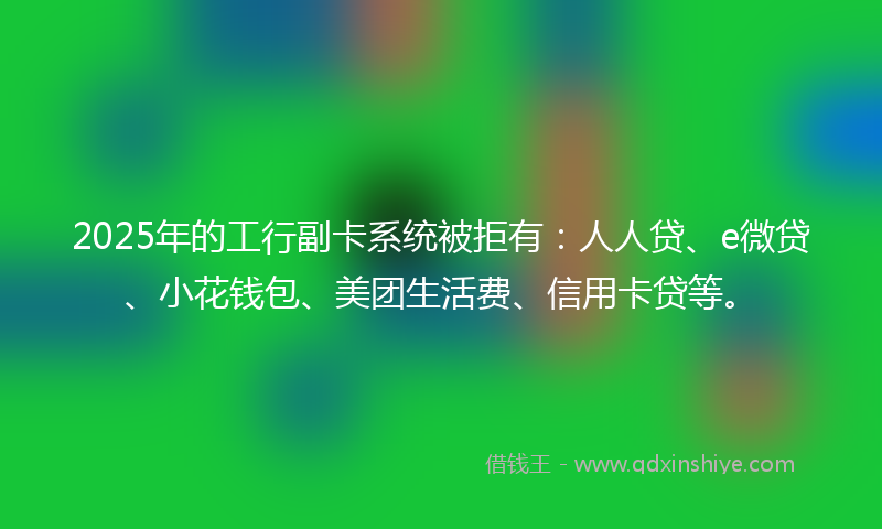 2025年的工行副卡系统被拒有：人人贷、e微贷、小花钱包、美团生活费、信用卡贷等。