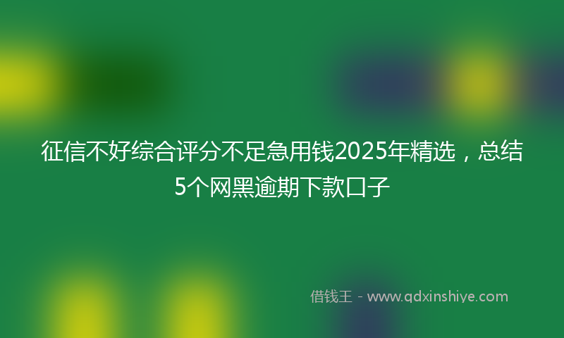 征信不好综合评分不足急用钱2025年精选，总结5个网黑逾期下款口子