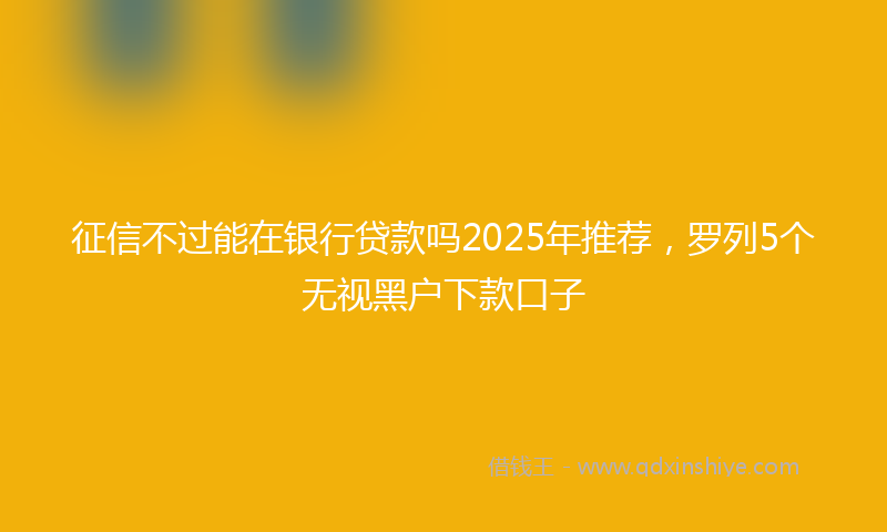 征信不过能在银行贷款吗2025年推荐，罗列5个无视黑户下款口子