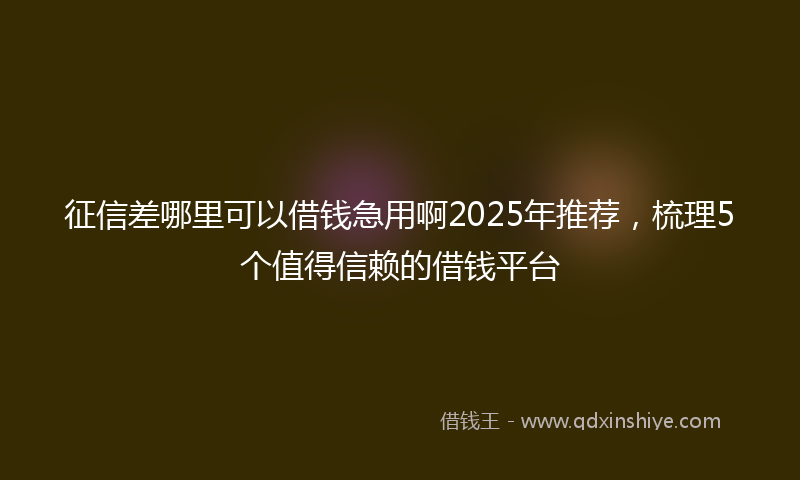 征信差哪里可以借钱急用啊2025年推荐，梳理5个值得信赖的借钱平台