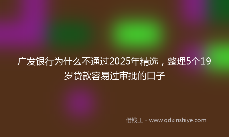 广发银行为什么不通过2025年精选，整理5个19岁贷款容易过审批的口子