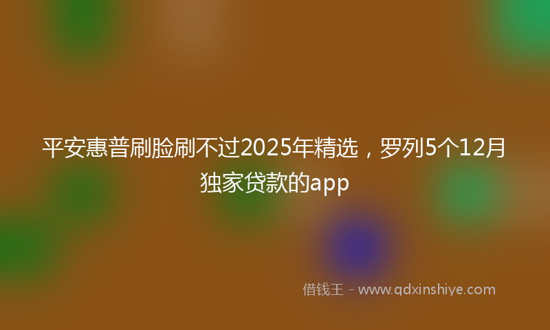 平安惠普刷脸刷不过2025年精选，罗列5个12月独家贷款的app