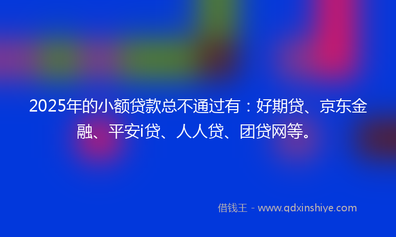 2025年的小额贷款总不通过有：好期贷、京东金融、平安i贷、人人贷、团贷网等。