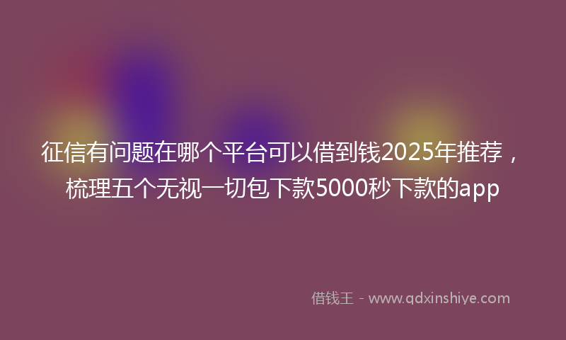 征信有问题在哪个平台可以借到钱2025年推荐，梳理五个无视一切包下款5000秒下款的app