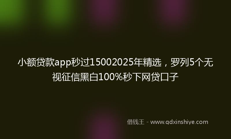 小额贷款app秒过15002025年精选，罗列5个无视征信黑白100%秒下网贷口子