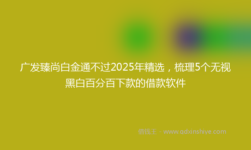 广发臻尚白金通不过2025年精选，梳理5个无视黑白百分百下款的借款软件