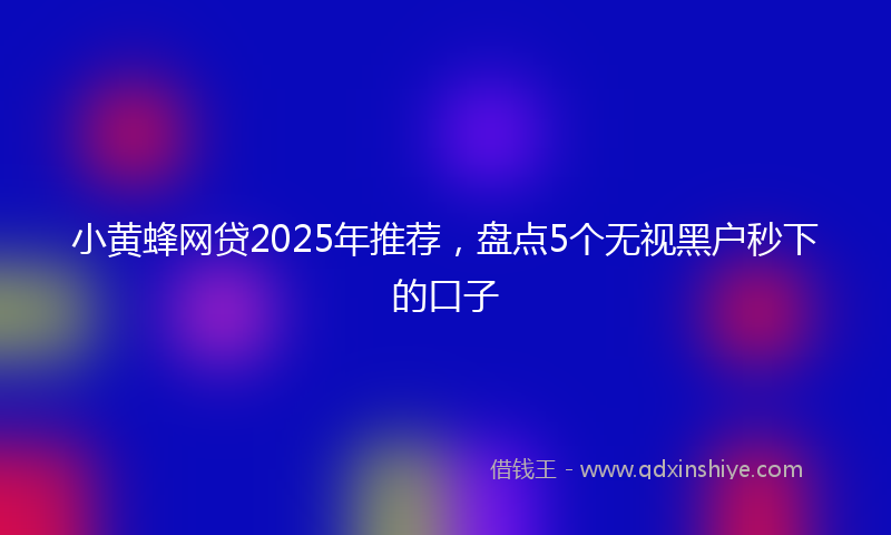 小黄蜂网贷2025年推荐，盘点5个无视黑户秒下的口子