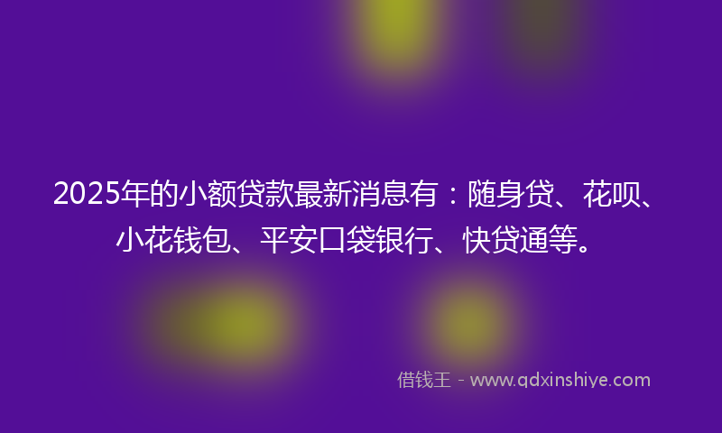 2025年的小额贷款最新消息有：随身贷、花呗、小花钱包、平安口袋银行、快贷通等。