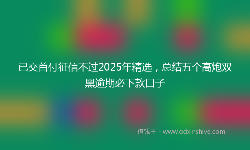 已交首付征信不过2025年精选，总结五个高炮双黑逾期必下款口子