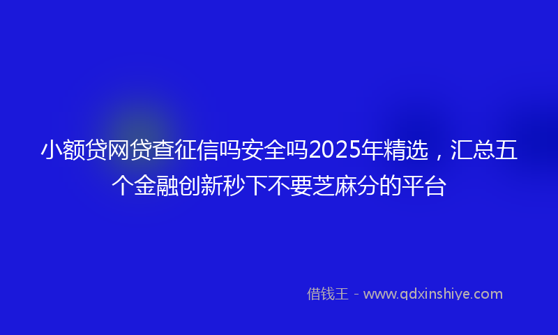 小额贷网贷查征信吗安全吗2025年精选，汇总五个金融创新秒下不要芝麻分的平台